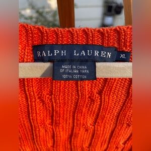 Ralph Lauren Bright Orange Cable Knit Sweater Dress